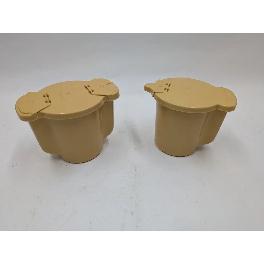 Vintage Tupperware Harvest Gold Cream and Sugar Set 574-12 577-9 Tan USA Made